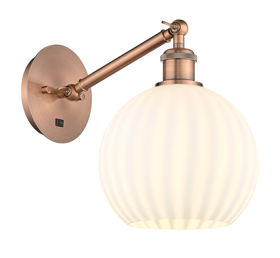 Innovations Lighting White Venetian 8" Sconce - Antique Copper Wall Sconces Innovations Lighting   