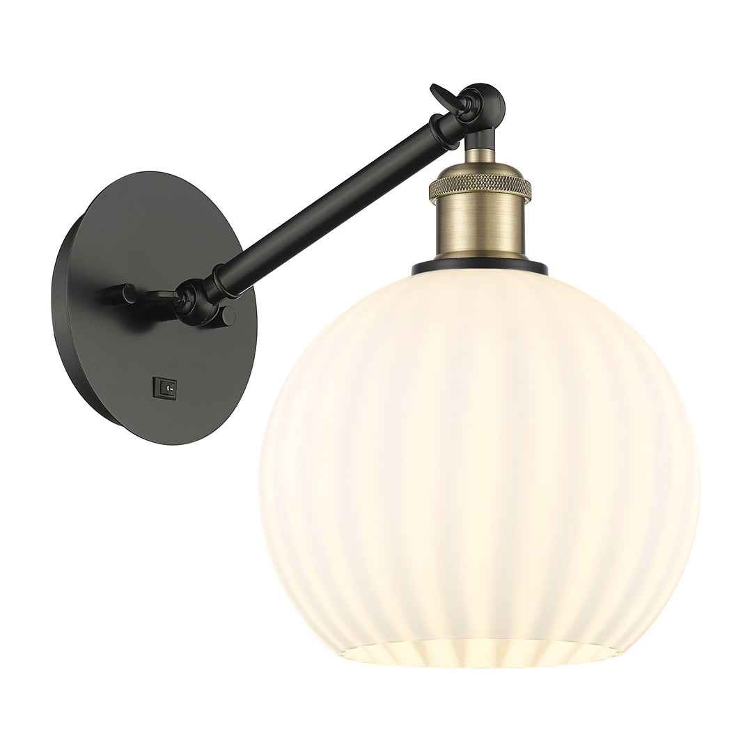 Innovations Lighting White Venetian 8" Sconce - Black Antique Brass Wall Sconces Innovations Lighting   