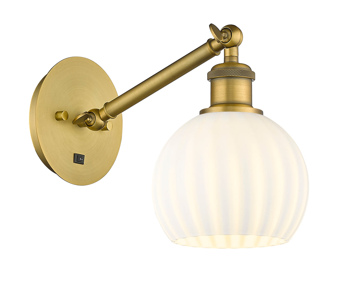 Innovations Lighting White Venetian 6" Sconce - Brushed Brass Wall Sconces Innovations Lighting   