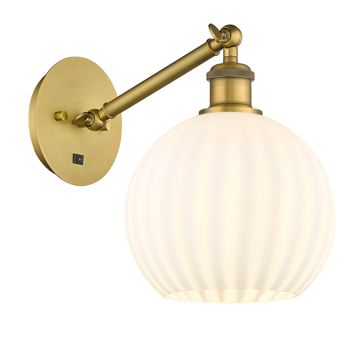 Innovations Lighting White Venetian 8" Sconce - Brushed Brass