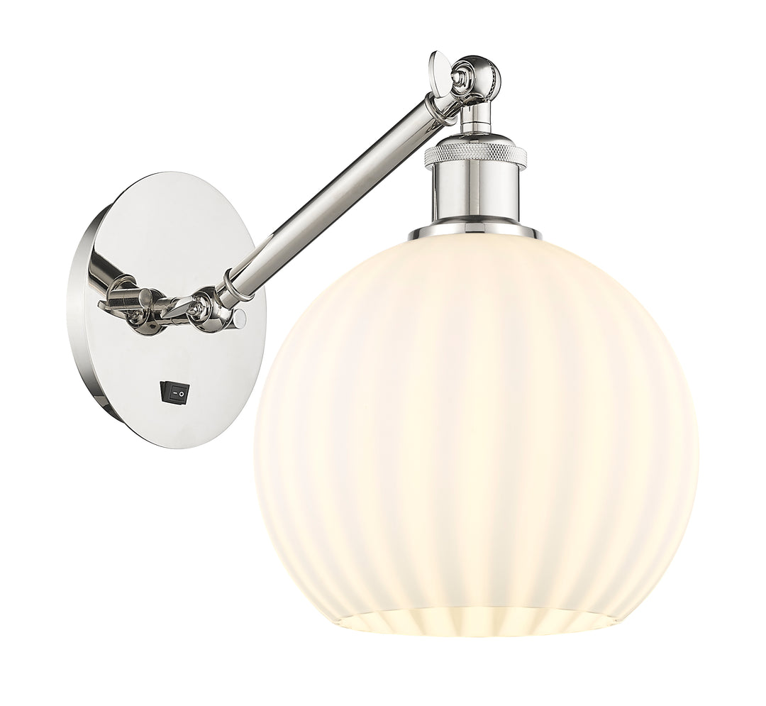 Innovations Lighting White Venetian 8" Sconce - Polished Nickel