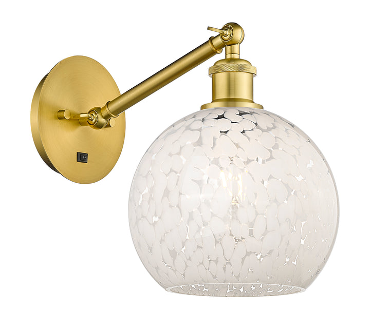 Innovations Lighting White Mouchette 8" Sconce - Satin Gold Wall Sconces Innovations Lighting   