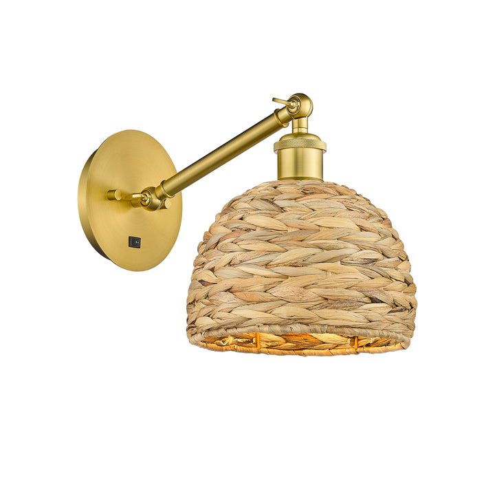 Innovations Lighting Woven Rattan 8" Sconce - Satin Gold Wall Sconces Innovations Lighting   