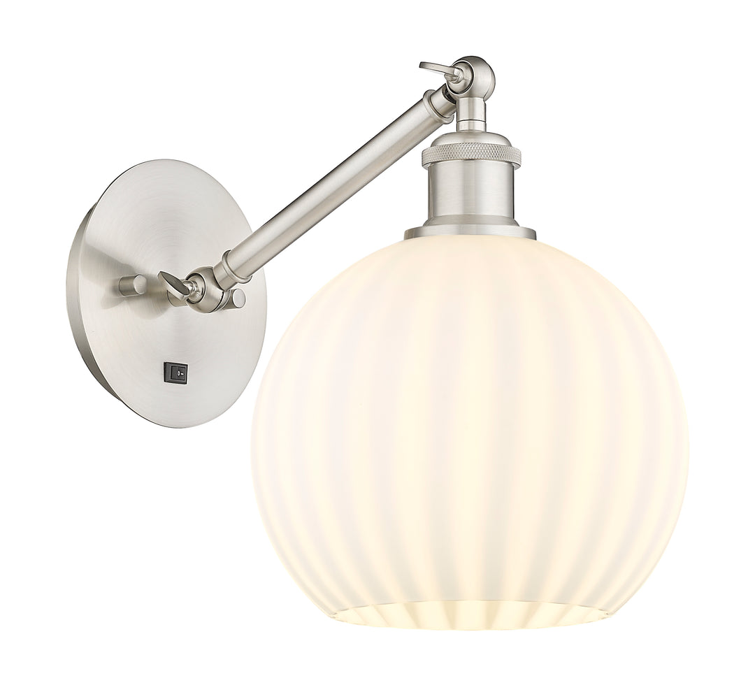 Innovations Lighting White Venetian 8" Sconce - Brushed Satin Nickel Wall Sconces Innovations Lighting   