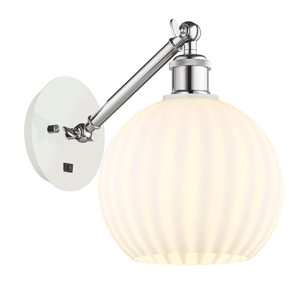 Innovations Lighting White Venetian 8" Sconce - White Polished Chrome