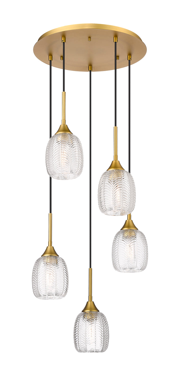 Innovations Lighting Berkshire 5" Multi Pendant - Brushed Brass Pendants Innovations Lighting Clear ; Glass Type: Transparent  