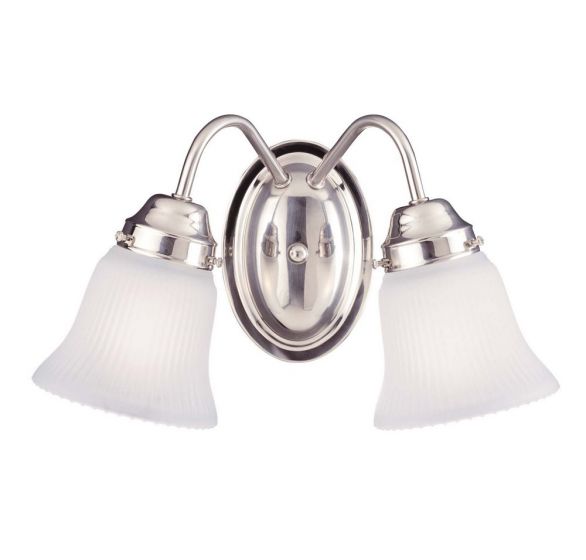 Savoy House Essentials Brighton Bath Vanity Lights Savoy House 9x7 Satin Nickel White Ribbed Frost Glass