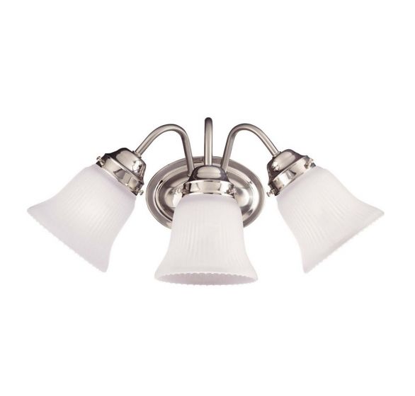 Savoy House Essentials Brighton Bath Vanity Lights Savoy House 10.75x4.75 Satin Nickel White Ribbed Frost Glass