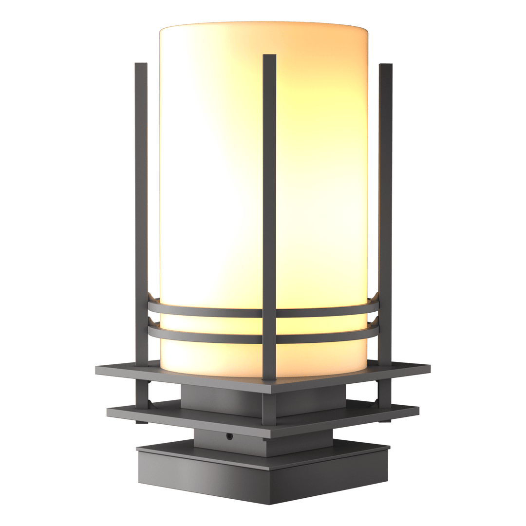 Hubbardton Forge Banded Outdoor Pier Mount Outdoor Wall Lights Hubbardton Forge Coastal Burnished Steel Opal Glass (GG) 