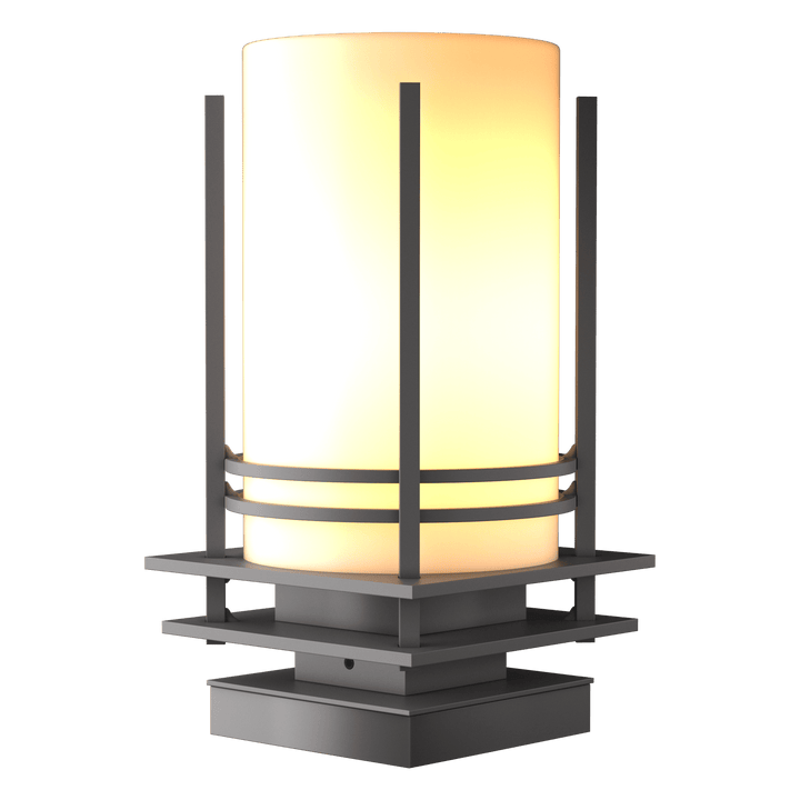 Hubbardton Forge Banded Outdoor Pier Mount Outdoor Wall Lights Hubbardton Forge Coastal Burnished Steel Opal Glass (GG) 