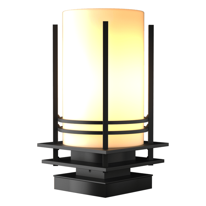 Hubbardton Forge Banded Outdoor Pier Mount Outdoor Wall Lights Hubbardton Forge Coastal Black Opal Glass (GG) 