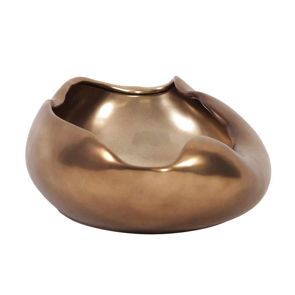 Howard Elliott Collection Matte Bronze Abstract Ceramic Bowl Bowls Howard Elliott Collection   