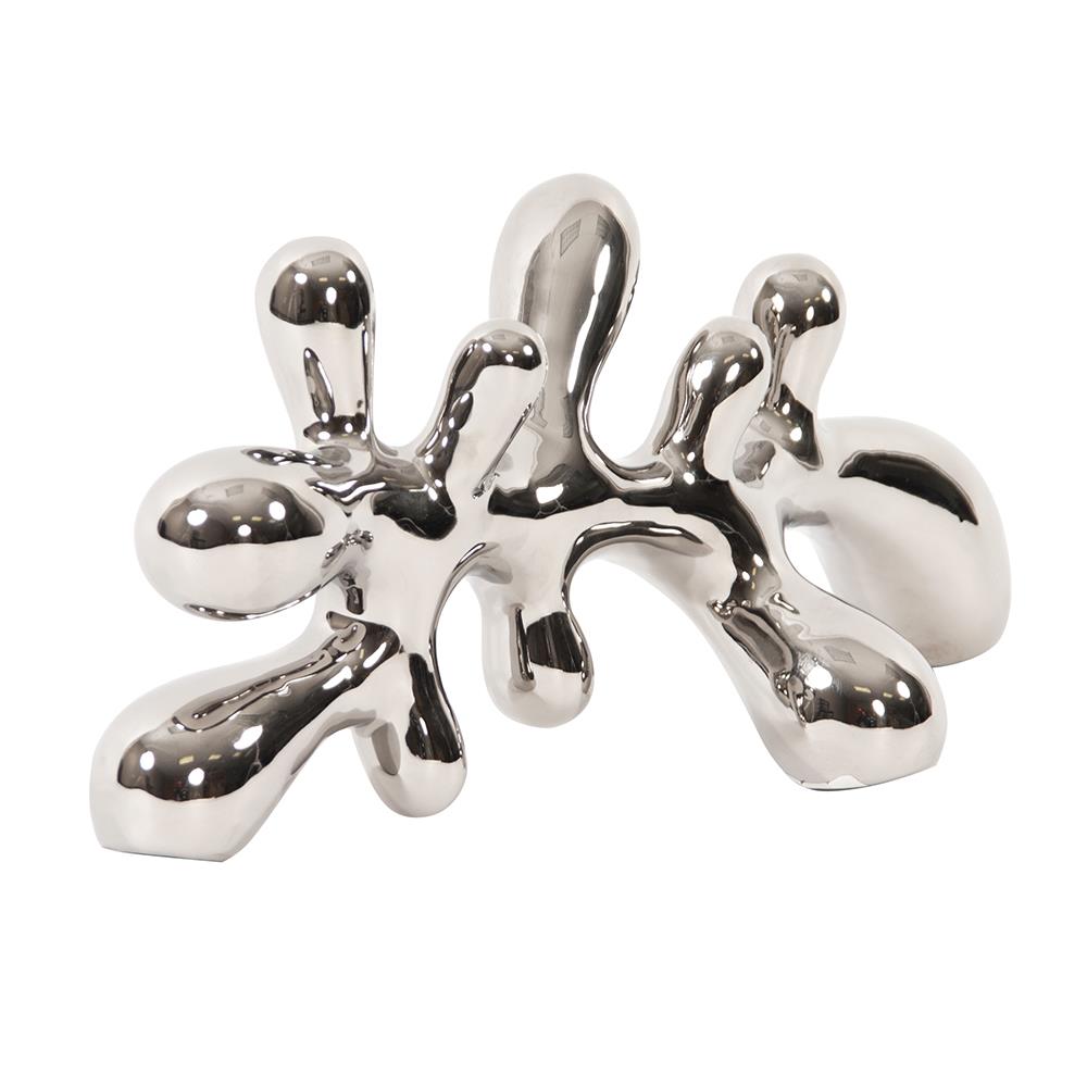 Howard Elliott Collection Horizontal Abstract Metallic Silver Ceramic Statue Decorative Accents Howard Elliott Collection   