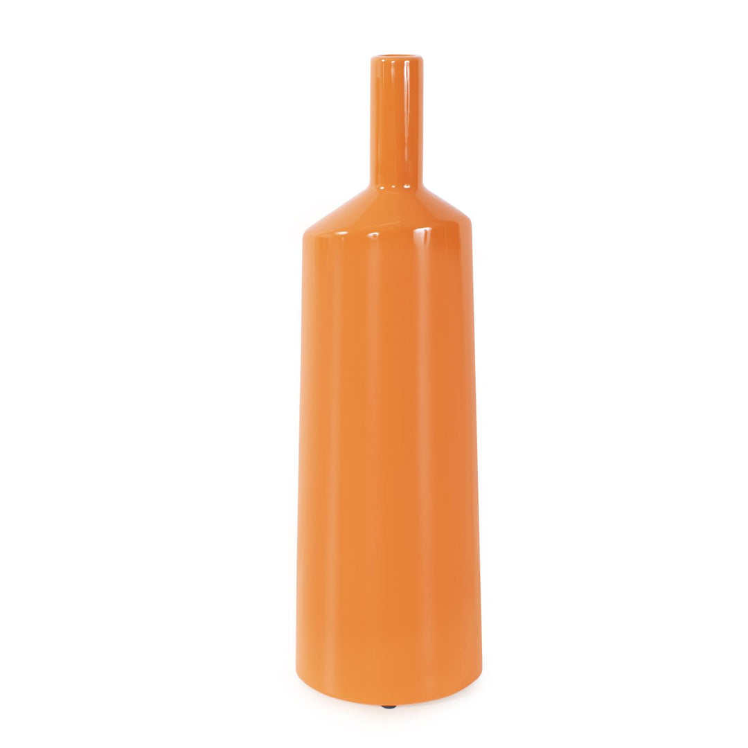 Howard Elliott Collection Orange Valencia Askewed Short Bottle Vase Vases Howard Elliott Collection   