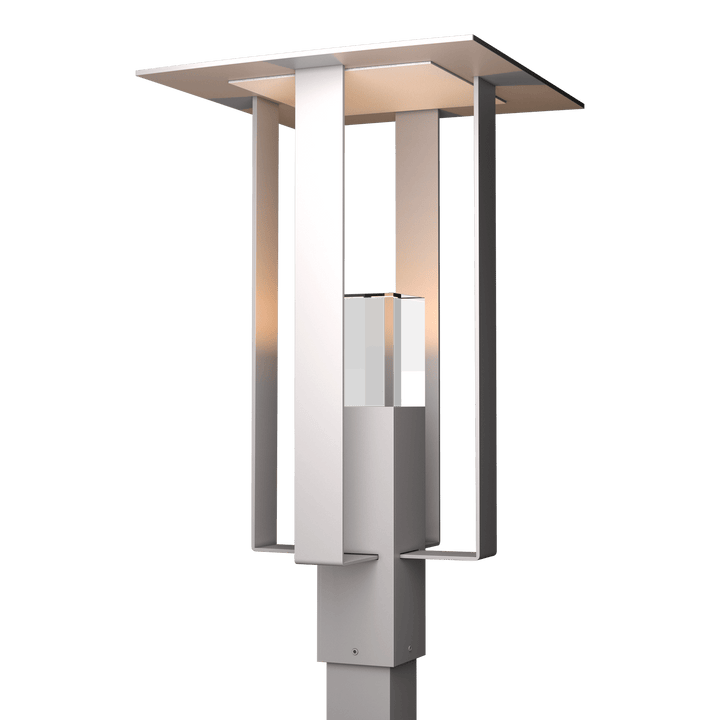 Hubbardton Forge Shadow Box Outdoor Post Light Pier & Post Mount Lights Hubbardton Forge Coastal Burnished Steel Clear Glass (ZM) Coastal Silver