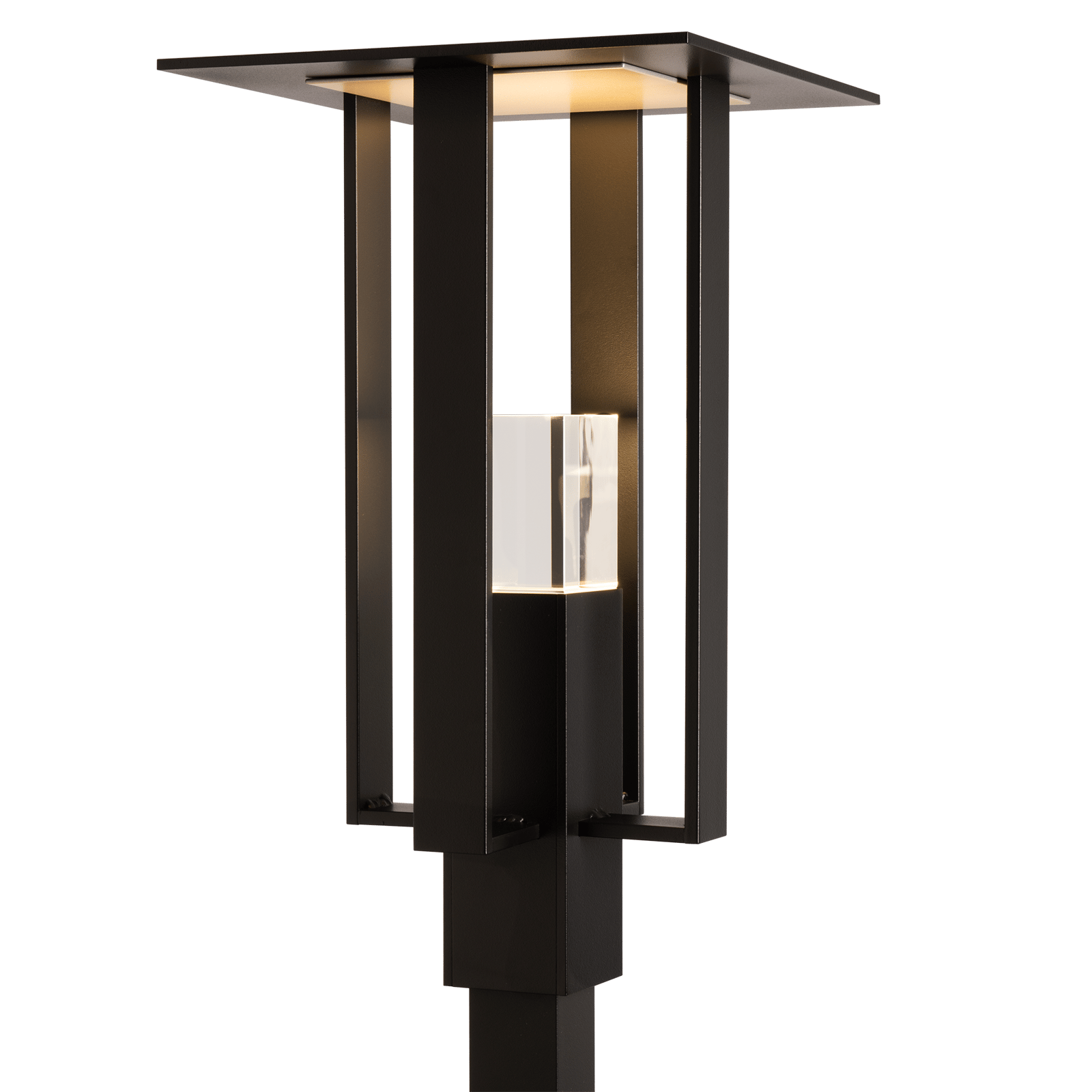 Hubbardton Forge Shadow Box Outdoor Post Light Outdoor l Post/Pier Mounts Hubbardton Forge Coastal Black Clear Glass (ZM) Coastal Silver