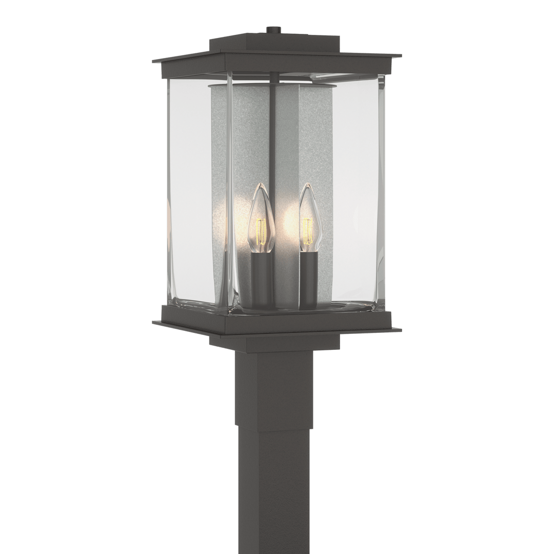 Hubbardton Forge Kingston Outdoor Post Light Pier & Post Mount Lights Hubbardton Forge Coastal Oil Rubbed Bronze Clear Glass (ZM) Translucent Vintage Platinum