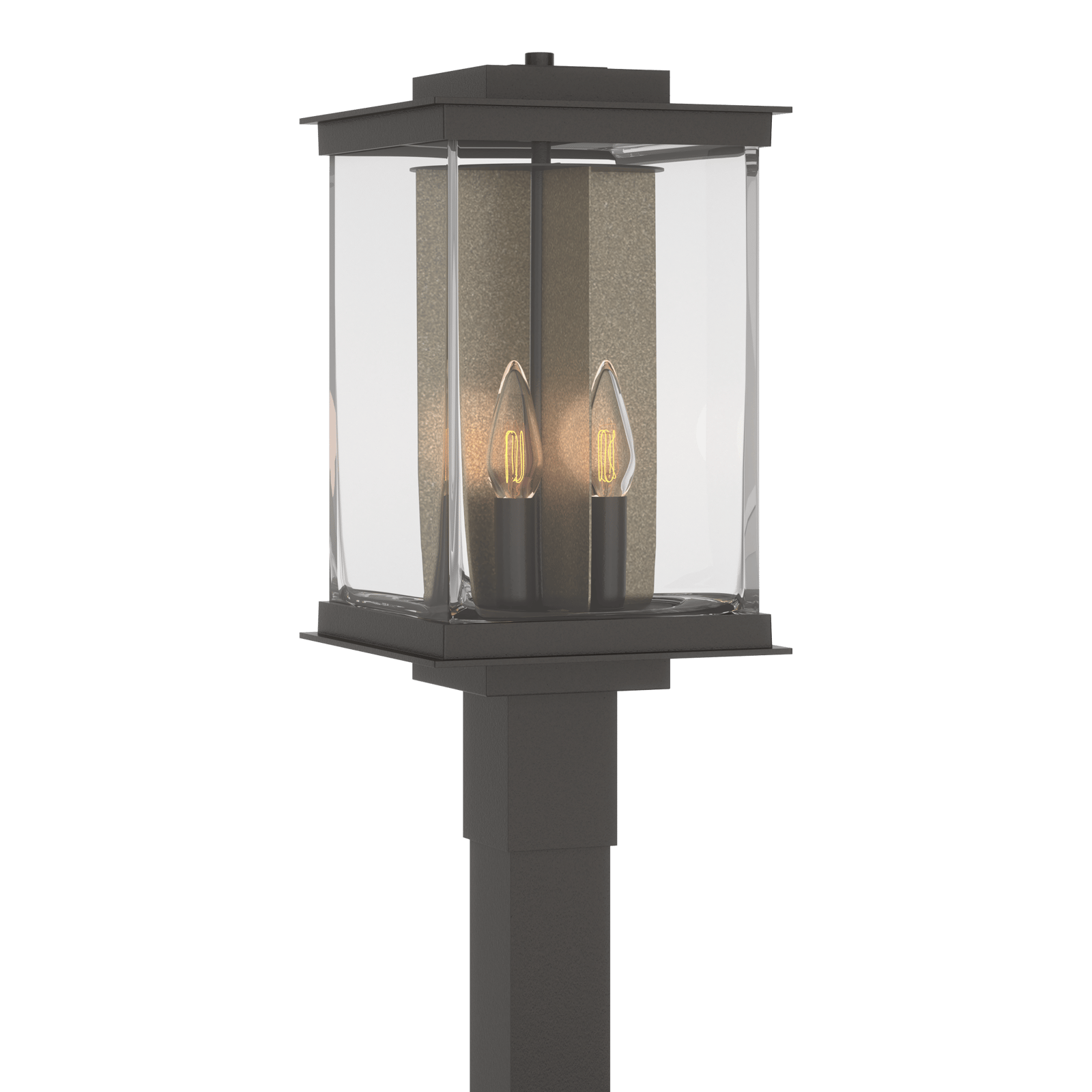 Hubbardton Forge Kingston Outdoor Post Light Outdoor l Post/Pier Mounts Hubbardton Forge Coastal Oil Rubbed Bronze Clear Glass (ZM) Translucent Soft Gold