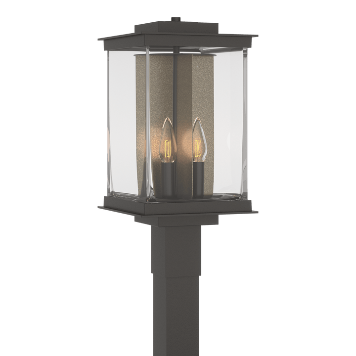 Hubbardton Forge Kingston Outdoor Post Light Pier & Post Mount Lights Hubbardton Forge Coastal Oil Rubbed Bronze Clear Glass (ZM) Translucent Soft Gold