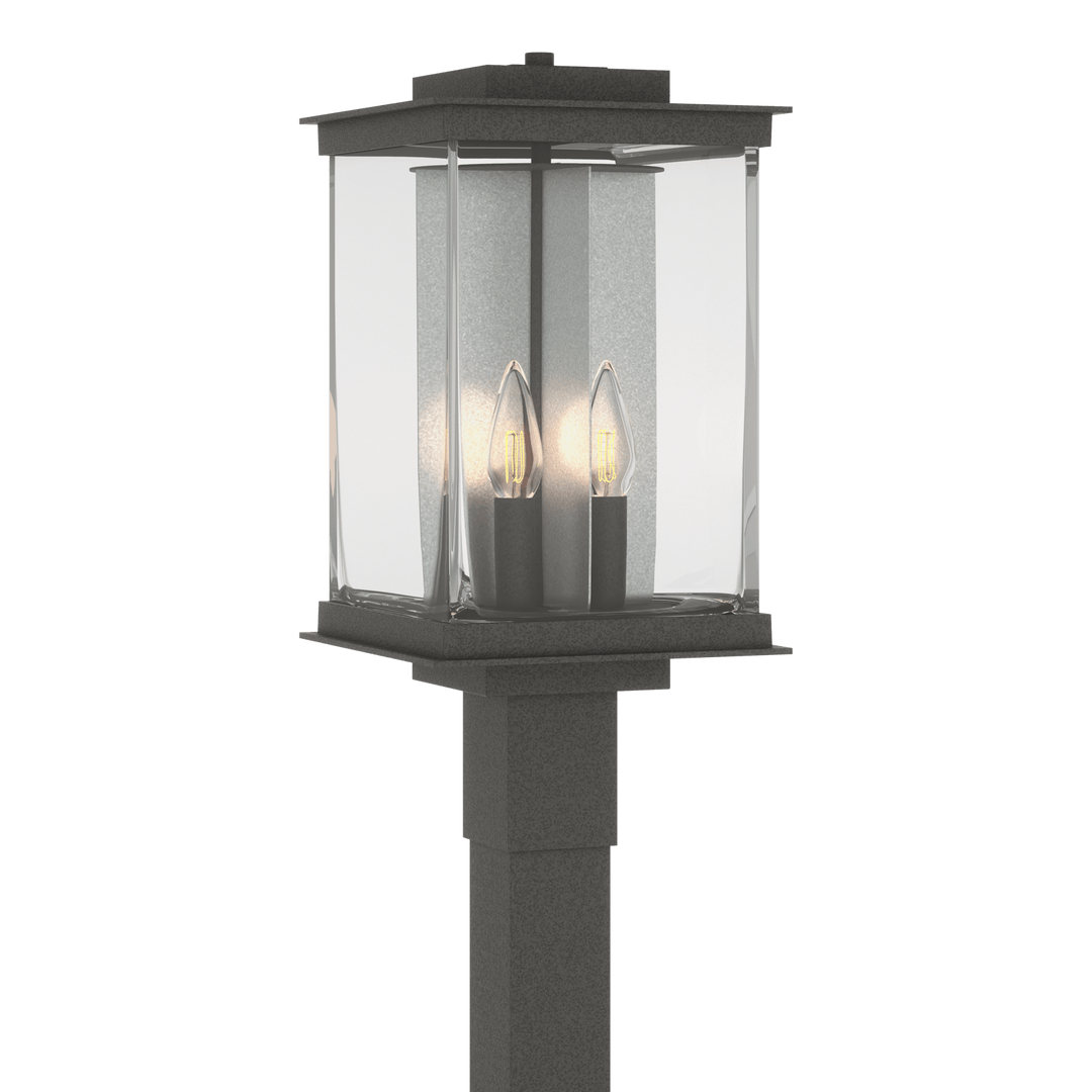 Hubbardton Forge Kingston Outdoor Post Light Pier & Post Mount Lights Hubbardton Forge Coastal Natural Iron Clear Glass (ZM) Translucent Vintage Platinum