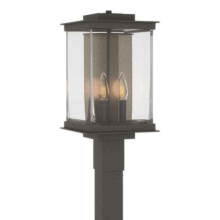 Hubbardton Forge Kingston Outdoor Post Light Pier & Post Mount Lights Hubbardton Forge Coastal Natural Iron Clear Glass (ZM) Translucent Soft Gold