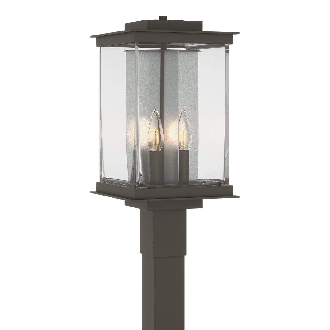 Hubbardton Forge Kingston Outdoor Post Light Pier & Post Mount Lights Hubbardton Forge Coastal Dark Smoke Clear Glass (ZM) Translucent Vintage Platinum