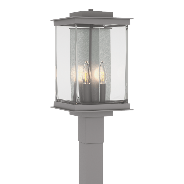 Hubbardton Forge Kingston Outdoor Post Light Pier & Post Mount Lights Hubbardton Forge Coastal Burnished Steel Clear Glass (ZM) Translucent Vintage Platinum