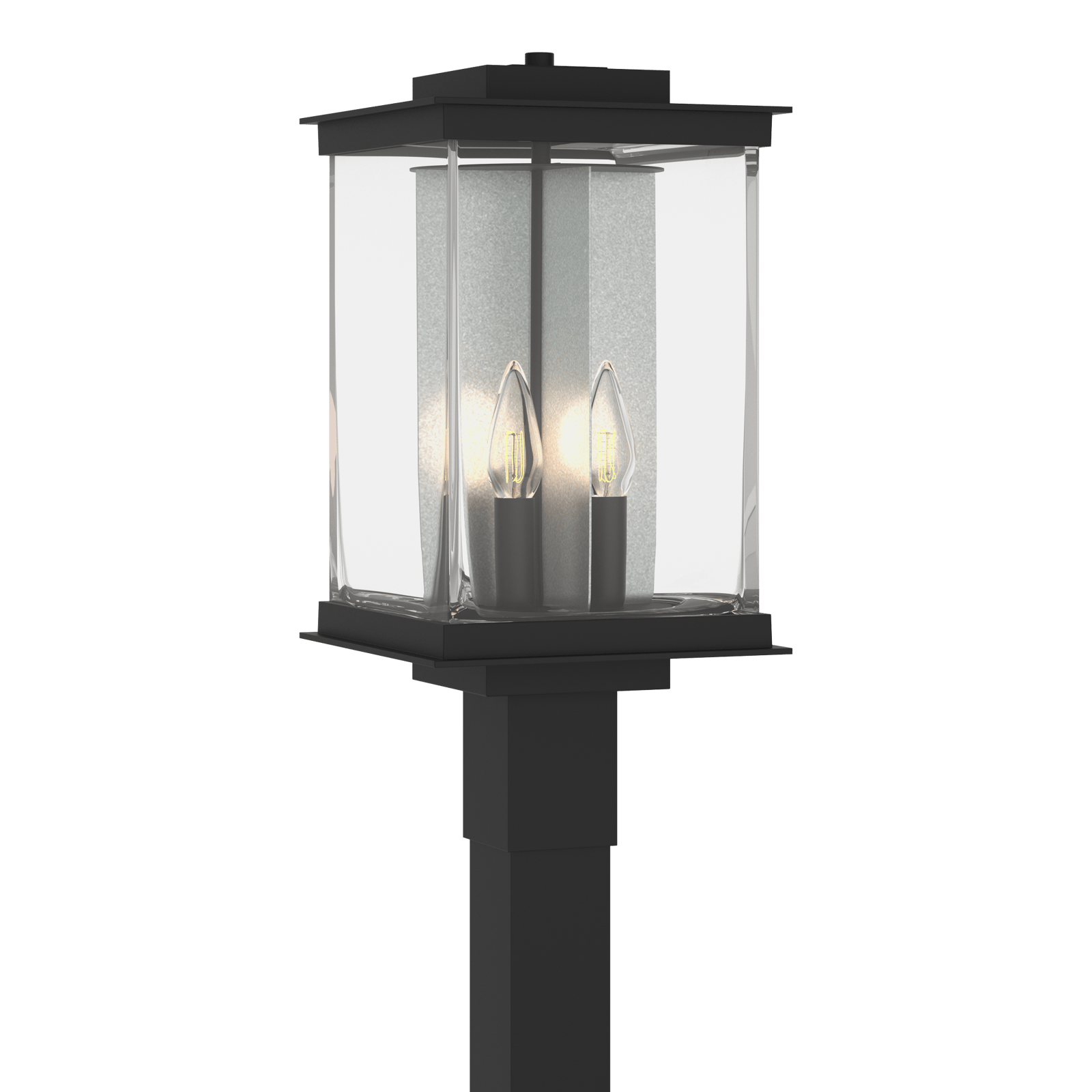 Hubbardton Forge Kingston Outdoor Post Light Outdoor l Post/Pier Mounts Hubbardton Forge Coastal Black Clear Glass (ZM) Translucent Vintage Platinum