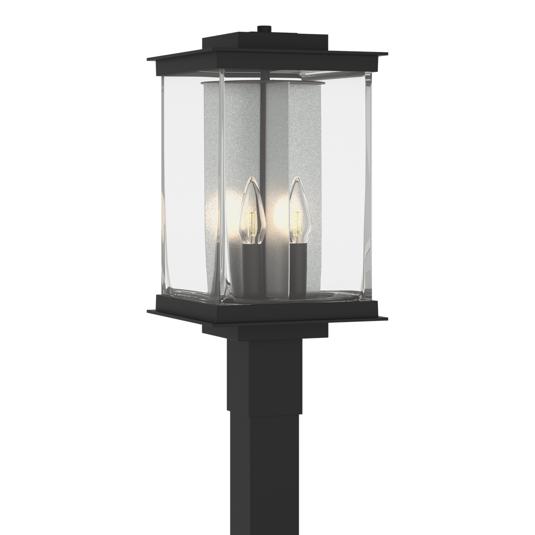 Hubbardton Forge Kingston Outdoor Post Light Pier & Post Mount Lights Hubbardton Forge Coastal Black Clear Glass (ZM) Translucent Vintage Platinum