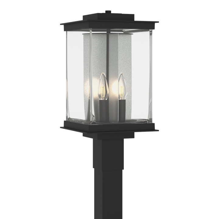 Hubbardton Forge Kingston Outdoor Post Light Pier & Post Mount Lights Hubbardton Forge Coastal Black Clear Glass (ZM) Translucent Vintage Platinum