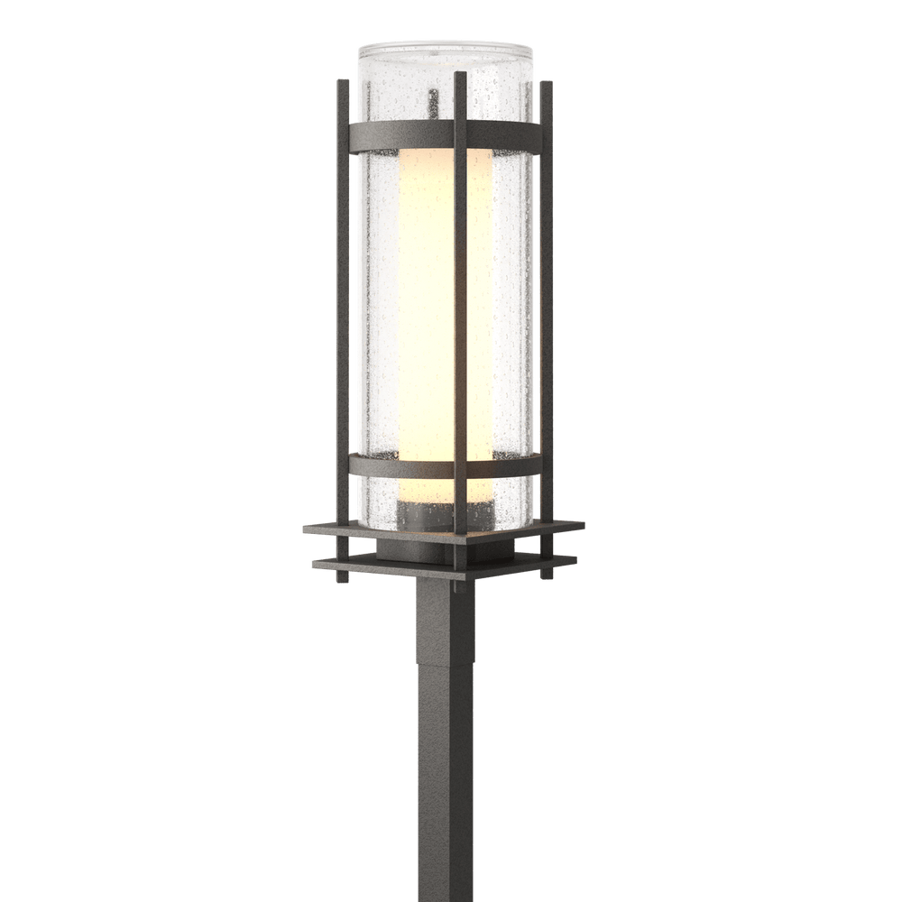 Hubbardton Forge Torch Outdoor Post Light Pier & Post Mount Lights Hubbardton Forge Coastal Natural Iron Seeded Glass with Opal Diffuser (ZS) 