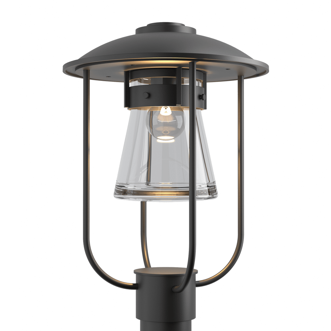 Hubbardton Forge Erlenmeyer Outdoor Post Light Pier & Post Mount Lights Hubbardton Forge Coastal Black Clear Glass (ZM) 