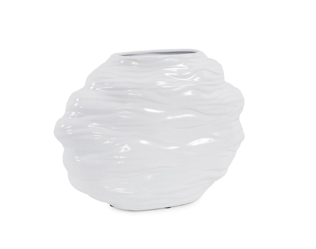 Howard Elliott Collection Ebb Vase in Glossy White, Short Vases Howard Elliott Collection   