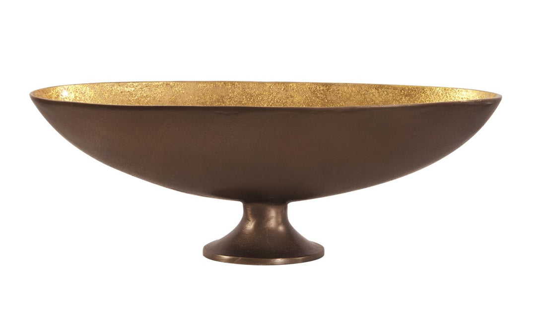 Howard Elliott Collection Oblong Bronze Footed Bowl with Gold Luster - Medium Bowls Howard Elliott Collection   