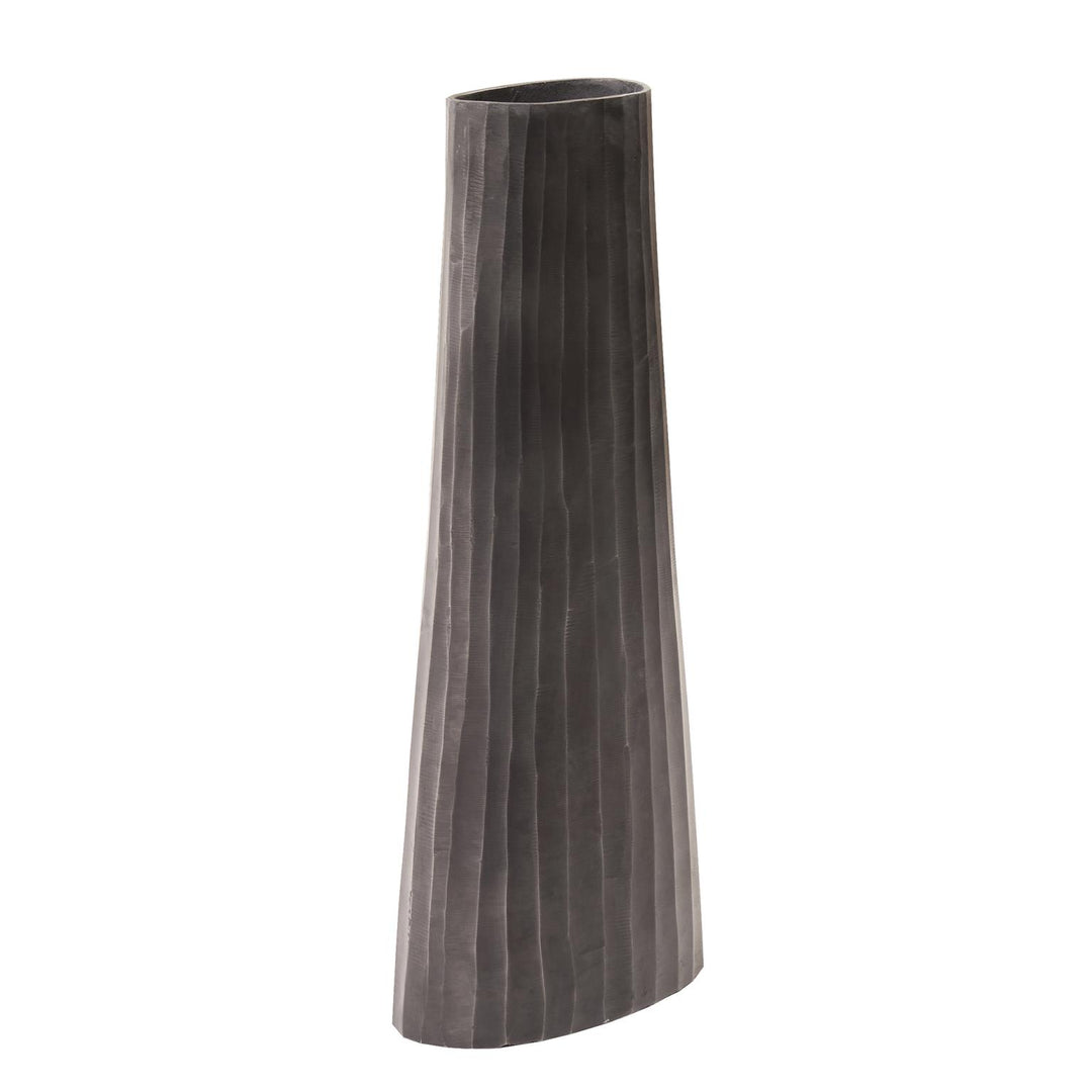 Howard Elliott Collection Graphite Chiseled Metal Vase Vases Howard Elliott Collection   