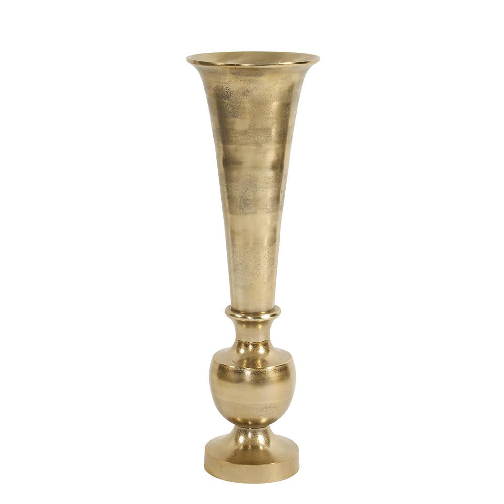 Howard Elliott Collection Oversized Flared Gold Aluminum Vase, Small