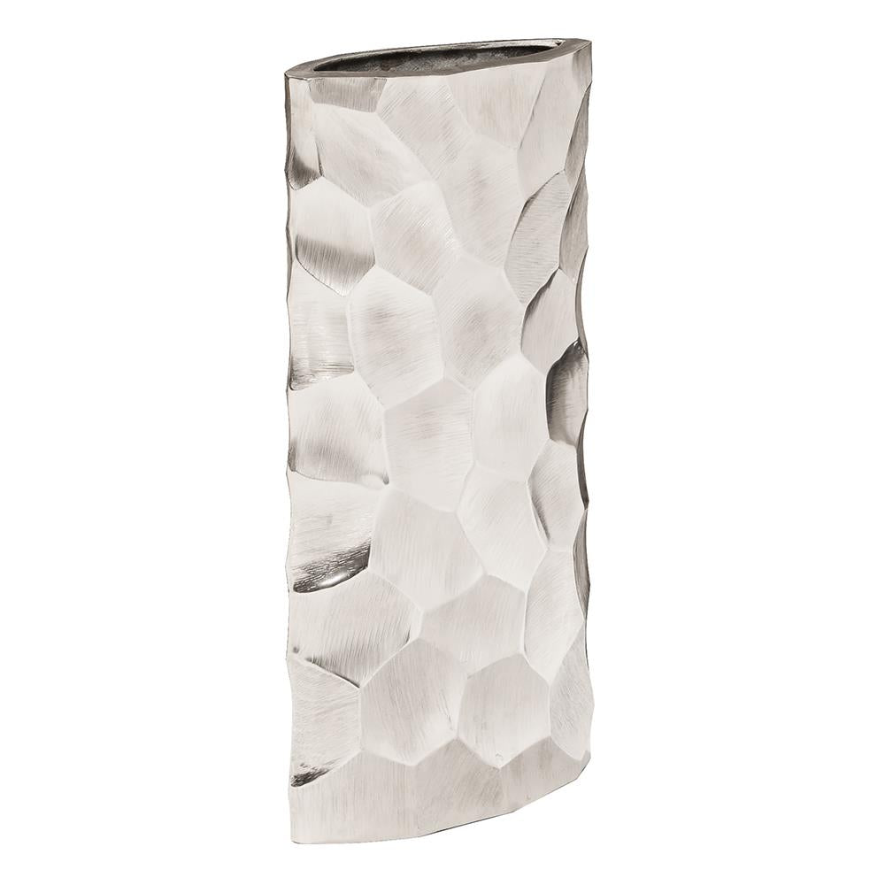 Howard Elliott Collection Hammered Aluminum Oval Vase Bright Silver, Large Vases Howard Elliott Collection   