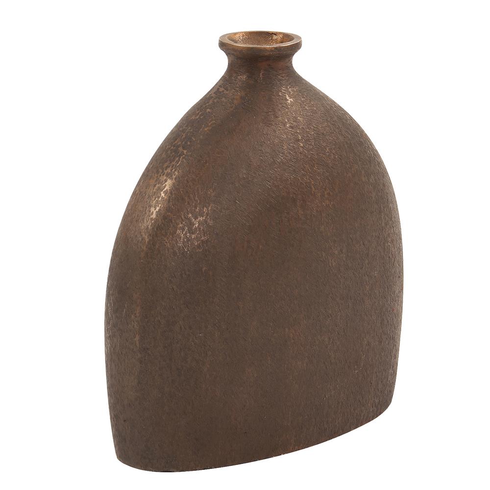 Howard Elliott Collection Textured Flask Vase in Dark Copper, Small Vases Howard Elliott Collection   