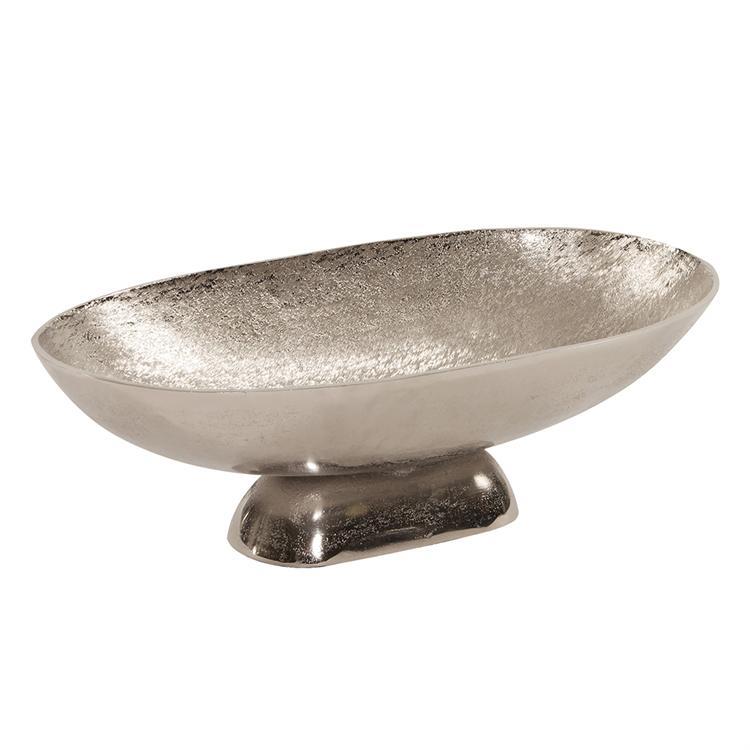 Howard Elliott Collection Textured Footed Bowl in Bright Silver, Large Bowls Howard Elliott Collection   