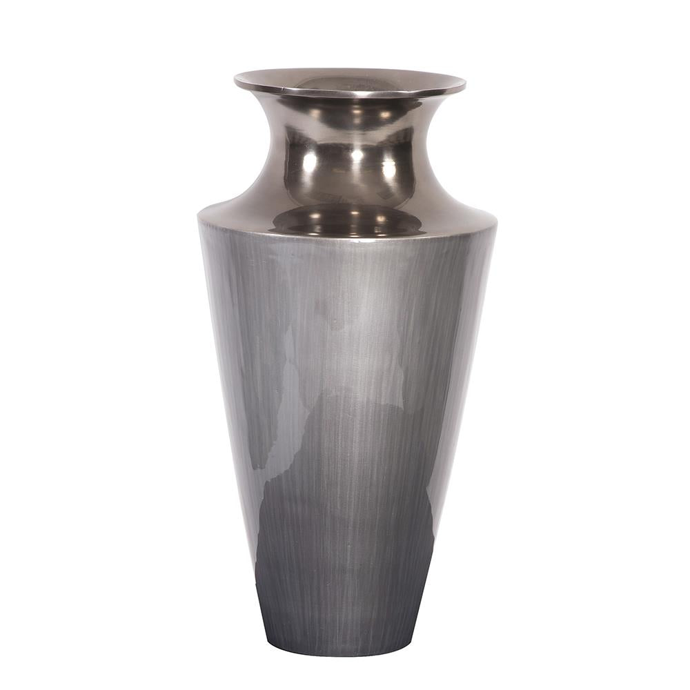 Howard Elliott Collection Flared Aluminum Vase with Gray Glaze, Large Vases Howard Elliott Collection   