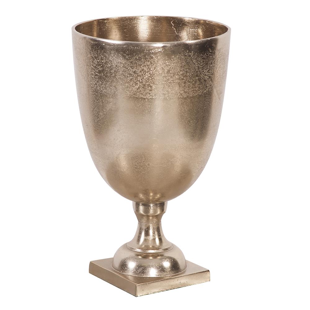 Howard Elliott Collection Raw Gold Aluminum Footed Chalice Vase, Small