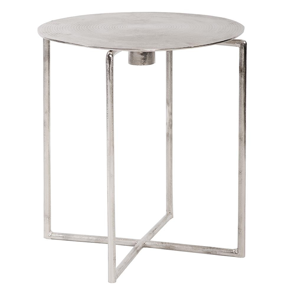 Howard Elliott Collection Raw Silver Spiral Top Accent Table Decorative Tables Howard Elliott Collection   