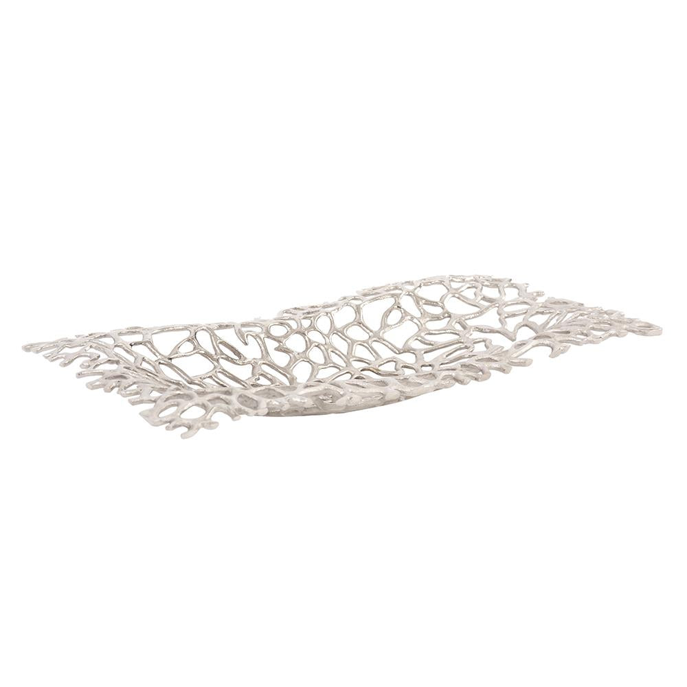 Howard Elliott Collection Silver Aluminum Branch Tray Trays Howard Elliott Collection   