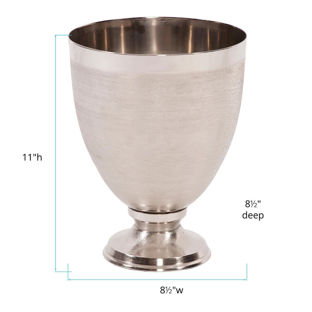 Howard Elliott Collection Textured Silver Metal Goblet Vase, Large Vases Howard Elliott Collection   