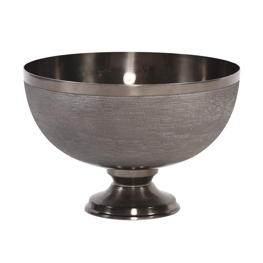 Howard Elliott Collection Textured Smoke Black Metal Footed Bowl, Small Bowls Howard Elliott Collection   