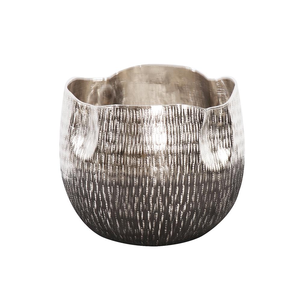 Howard Elliott Collection Textured Bright Silver Aluminum Pinch pot Votive Holder, Large Decorative Accents Howard Elliott Collection   