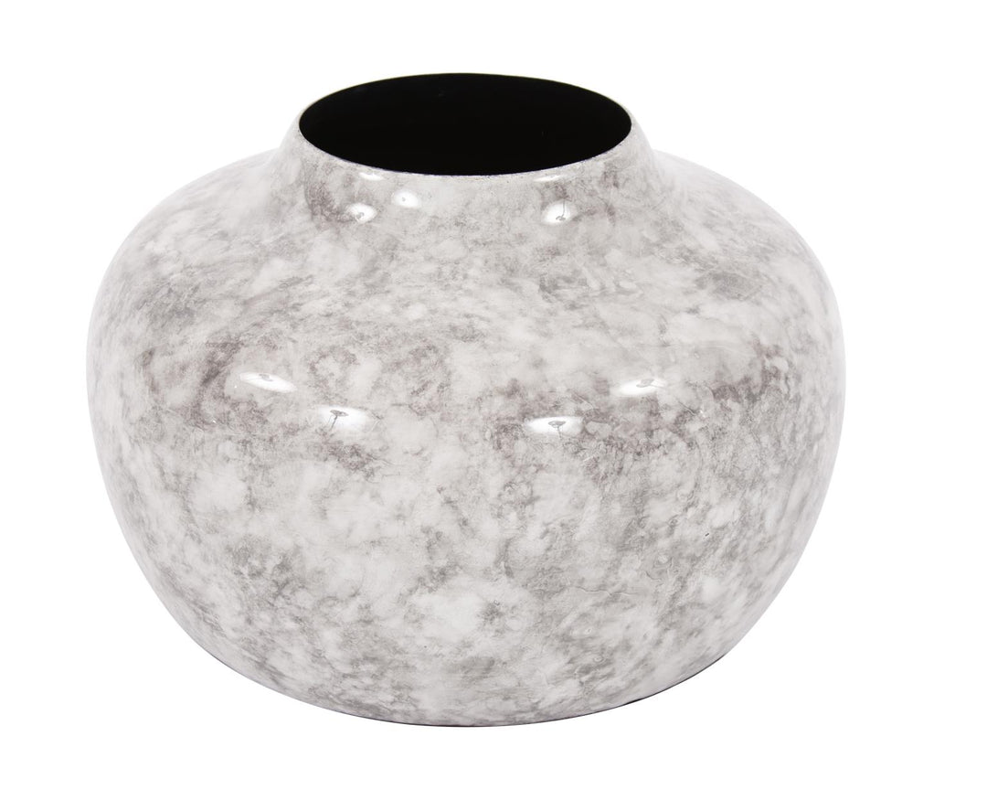 Howard Elliott Collection Round Gray Marbled Iron Pod Vase, Small