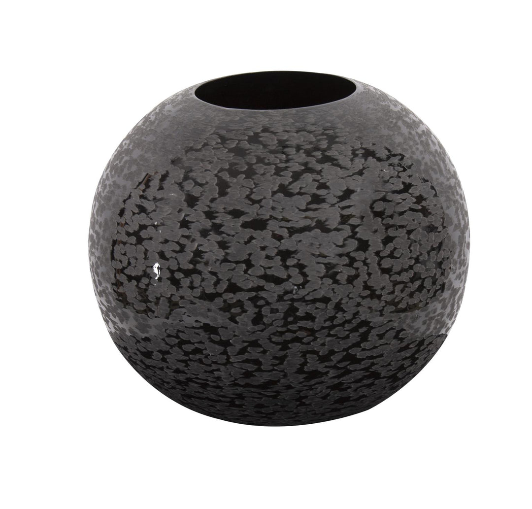 Howard Elliott Collection Chiseled Texture Black Iron Globe Vase, Small Vases Howard Elliott Collection   