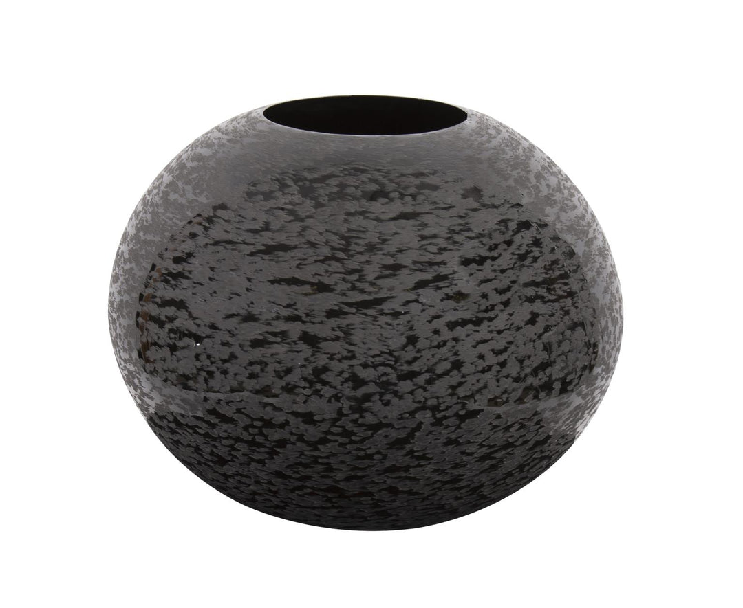 Howard Elliott Collection Chiseled Texture Black Iron Globe Vase, Large Vases Howard Elliott Collection   