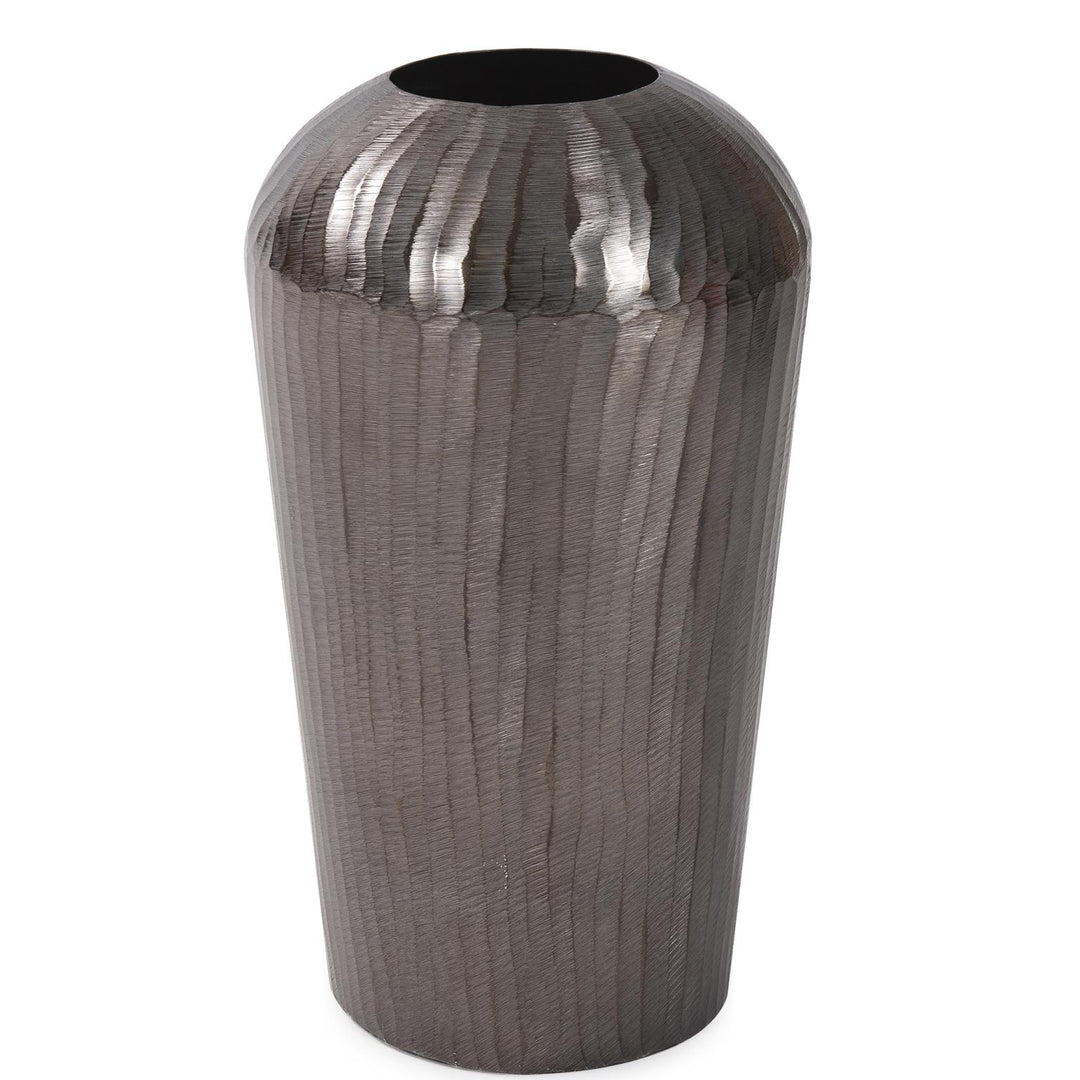 Howard Elliott Collection Carbon Gray Chiseled Aluminum Vase